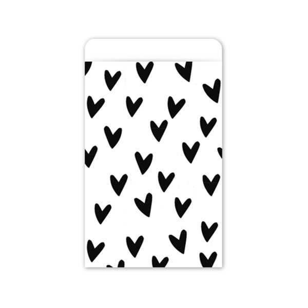 Cadeauzakjes | Hearts | Wit & zwart | 12 x 19 cm | 5 stuks