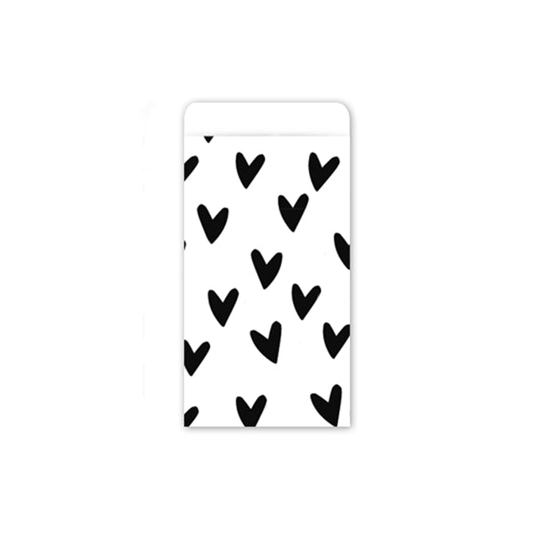 Cadeauzakjes | Hearts | Wit & zwart | 7 x 13 cm | 5 stuks