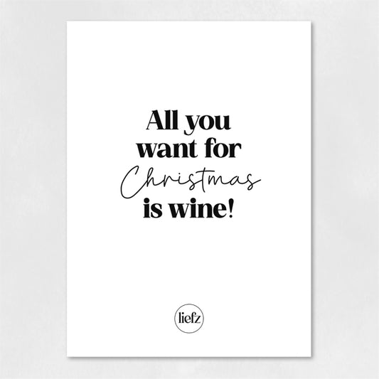 Fles etiket Kerst | All you want for Christmas is wine