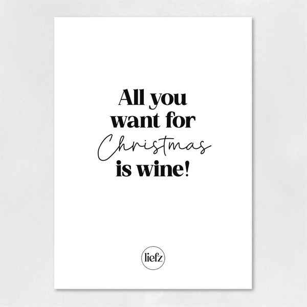 Fles etiket Kerst | All you want for Christmas is wine