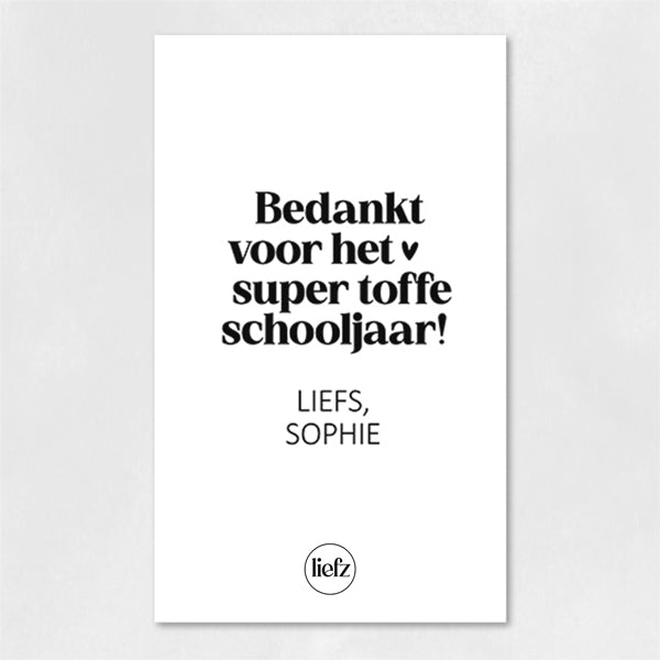 Fles etiket op maat | Bedankt voor het toffe schooljaar