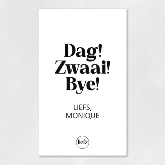 Fles etiket op maat | Dag! Zwaai! Bye! + naam