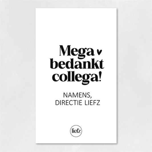 Fles etiket op maat | Mega bedankt collega + naam