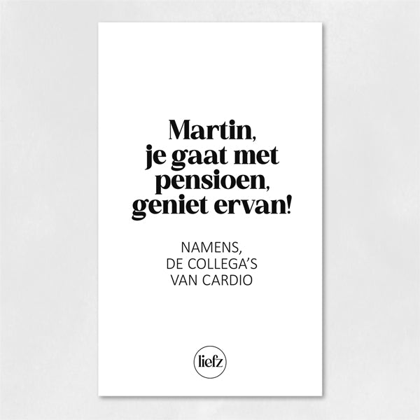 Fles etiket op maat | Pensioen + naam