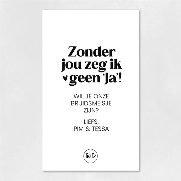 Fles etiket op maat | Zonder jou zeg ik geen 'ja' + naam