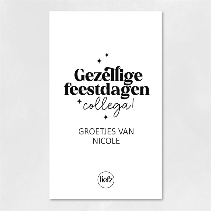 Fles etiket op maat | Gezellige feestdagen collega + naam