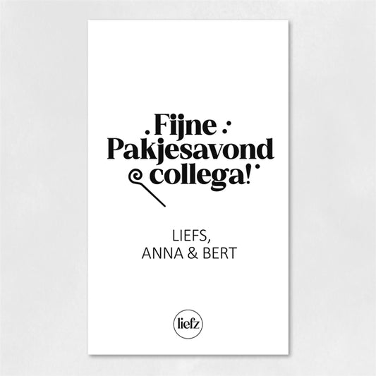 Fles etiket op maat | Fijne pakjesavond collega + naam