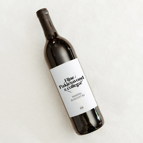 Fles etiket op maat | Fijne pakjesavond collega + naam