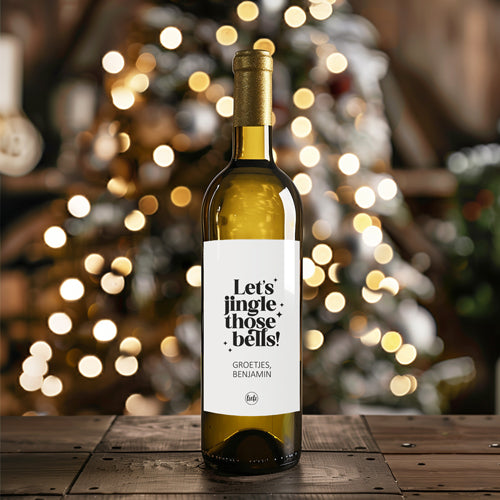 Fles etiket op maat | Let's jingle those bells + naam