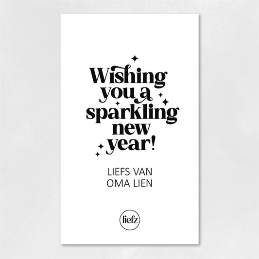 Fles etiket op maat | Wishing you a sparkling new year + naam