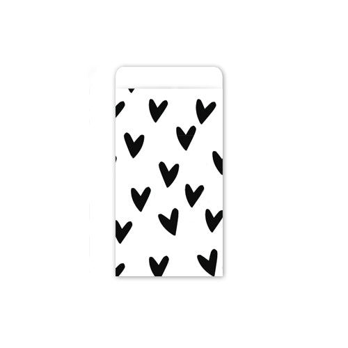 Cadeauzakjes | Hartjes | Wit & zwart | 7 x 13 cm | 5 stuks
