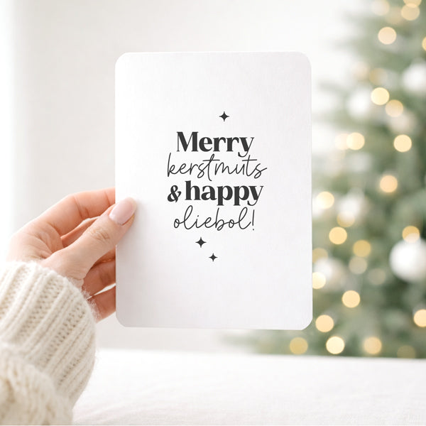 Kerstkaart | Merry kerstmuts & happy oliebol