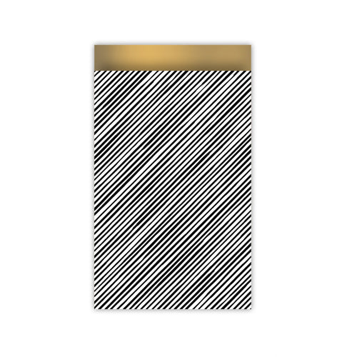 Cadeauzakjes | Manual stripes | Zwart, wit & goud | 12 x 19 cm | 5 stuks
