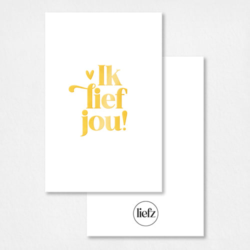 Mini kaartje | Ik lief jou | Goudfolie