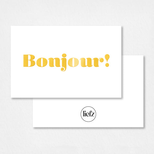 Mini kaartje | Bonjour | Goudfolie