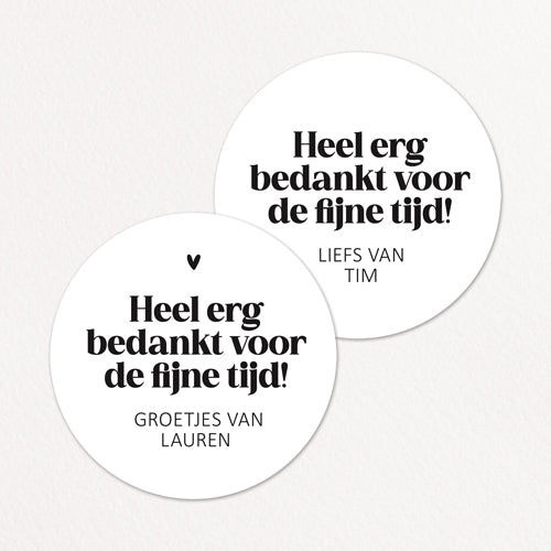 Stickers op maat | Bedankt voor de fijne tijd + naam | 10 stuks