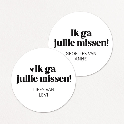 Stickers op maat | Ik ga jullie missen + naam | 10 stuks