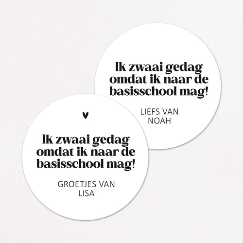 Stickers op maat | Ik zwaai gedag + naam | 10 stuks