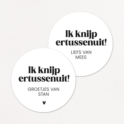 Stickers op maat | Ik knijp ertussenuit + naam | 10 stuks