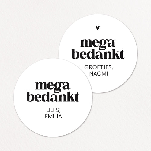 Stickers op maat | Mega bedankt + naam | 10 stuks