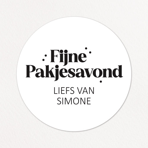 Stickers op maat | Sint | Fijne pakjesavond + naam | 10 stuks