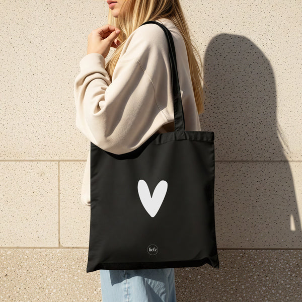 Katoenen tas | Hartje | Zwart