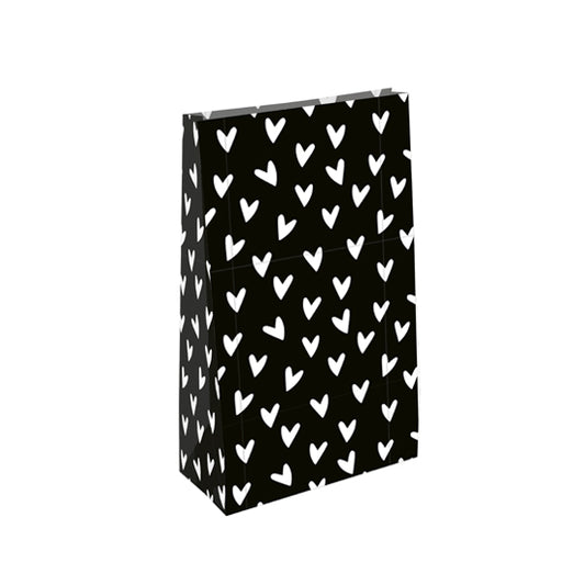 Blokbodemzakken | Hearts | Zwart | 14 x 8 x 26 cm | 5 stuks