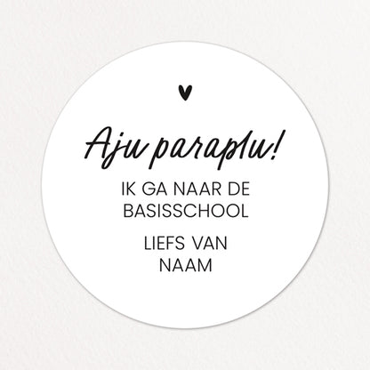 Stickers op maat | Aju paraplu, naar de basisschool + naam | 10 stuks