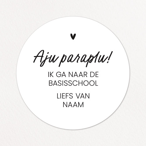 Stickers op maat | Aju paraplu, naar de basisschool + naam | 10 stuks