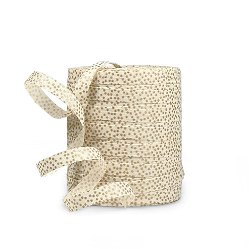 Lint ECO Raffia | Dots off-white/goud | 10 mm x 3 m