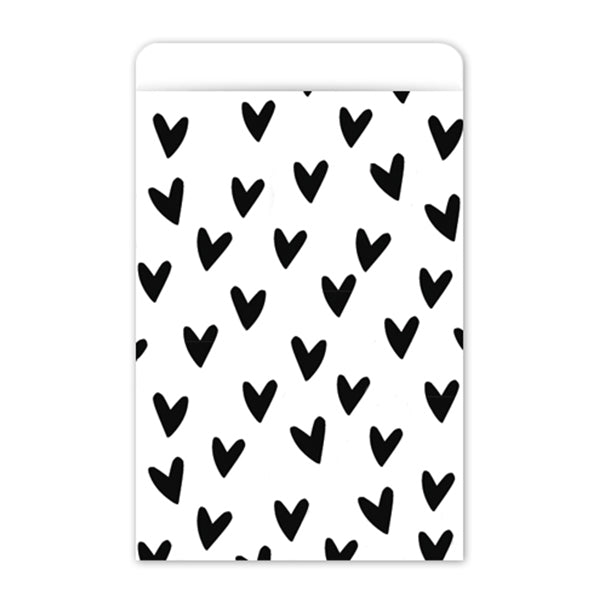 Cadeauzakjes | Hearts | Wit & Zwart | 17 x 25 cm | 5 stuks