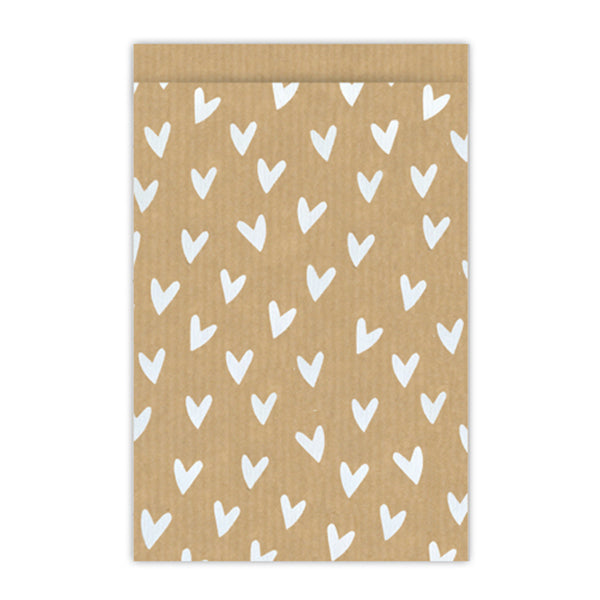 Cadeauzakjes | Hearts | Kraft | 17 x 25 cm | 5 stuks