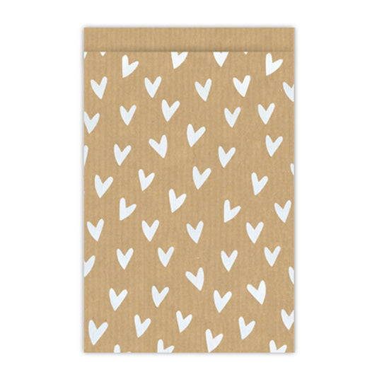Cadeauzakjes | Hearts | Kraft | 17 x 25 cm | 5 stuks