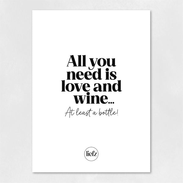 Fles etiket | All you need is love and wine
