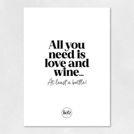 Fles etiket | All you need is love and wine