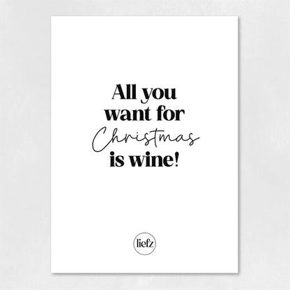 Fles etiket Kerst | All you want for Christmas is wine