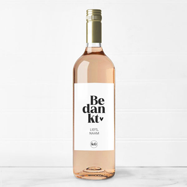 Fles etiket op maat | Bedankt + naam