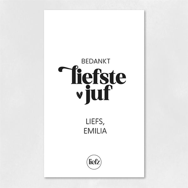Fles etiket op maat | Bedankt liefste juf