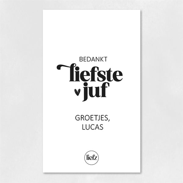 Fles etiket op maat | Bedankt liefste juf