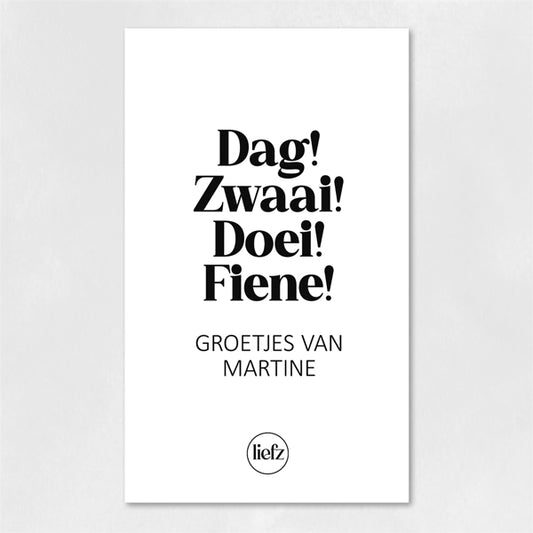Fles etiket op maat | Dag! Zwaai! Bye! + naam