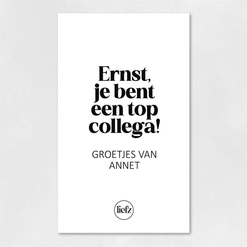 Fles etiket op maat | Je bent een top collega