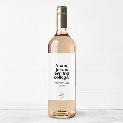 Fles etiket op maat | Je was een top collega