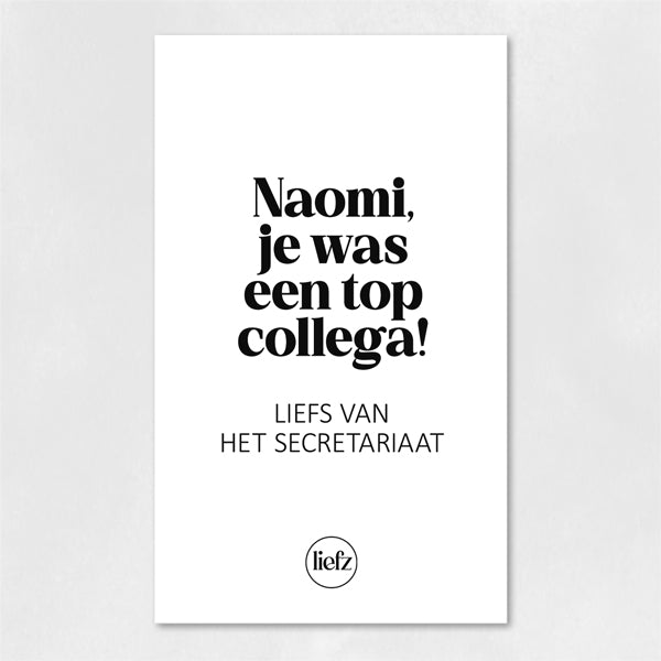 Fles etiket op maat | Je was een top collega