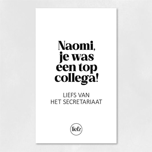 Fles etiket op maat | Je was een top collega