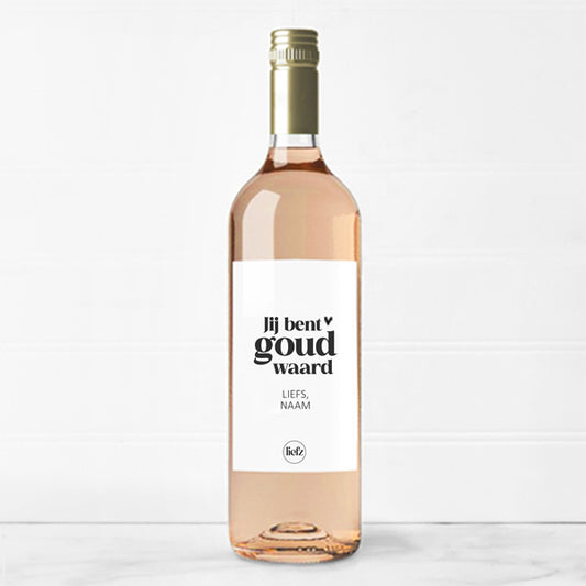 Fles etiket op maat | Jij bent goud waard + naam