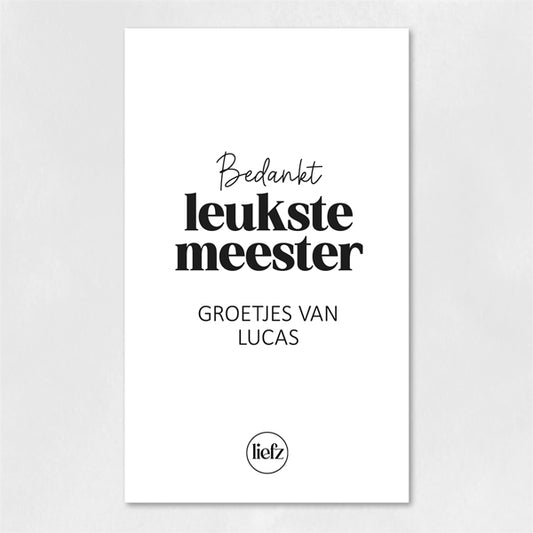Fles etiket op maat | Bedankt leukste meester