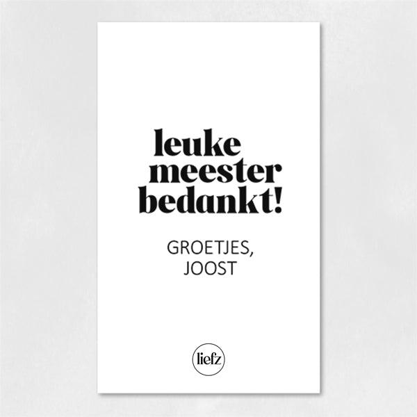 Fles etiket op maat | Leuke meester bedankt