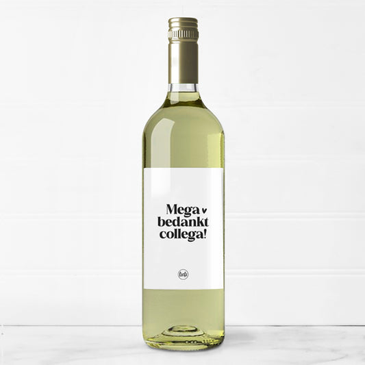 Fles etiket | Mega bedankt collega