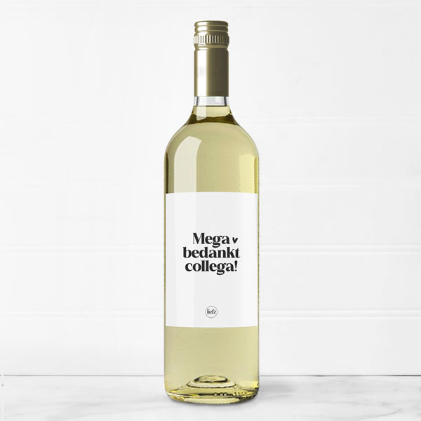 Fles etiket | Mega bedankt collega