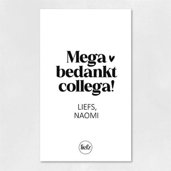 Fles etiket op maat | Mega bedankt collega + naam